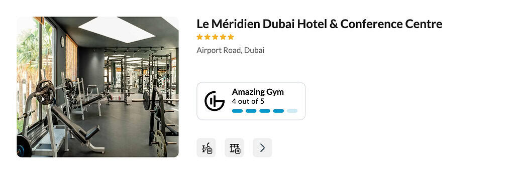 An amazing hotel gym at Le Méridien Dubai. GymFactor 4/5 for travelers wanting to stay fit on the go.