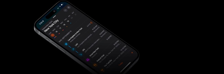 A smartphone screen shows the Tripsy app with travel details, prices, and required information for the trip.